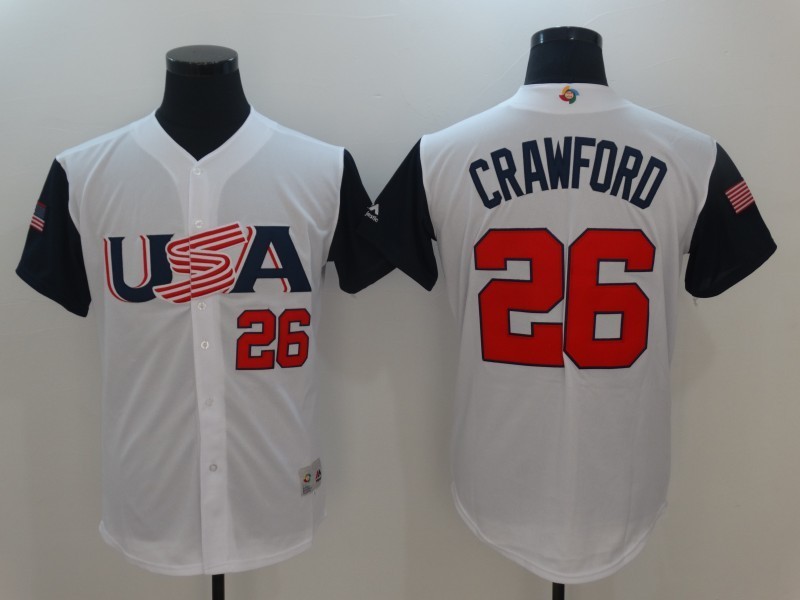 Men USA Baseball #26 Crawford White 2017 World Baseball Classic Authentic Jersey->->MLB Jersey